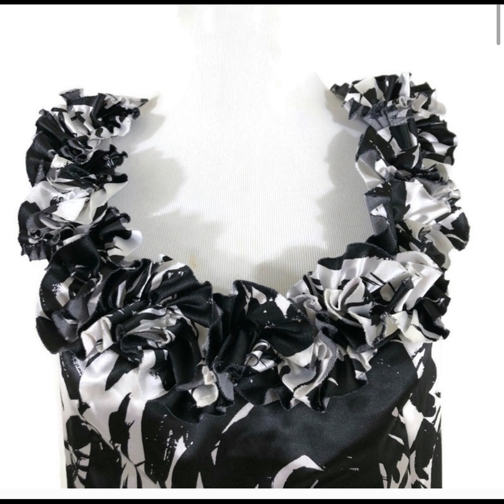 WHBM Satin Ruffle Floral Pattern Cocktail Dress - Picture 4 of 7